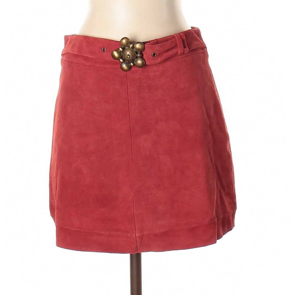 Gryphon New York Red Suede Leather Skirt